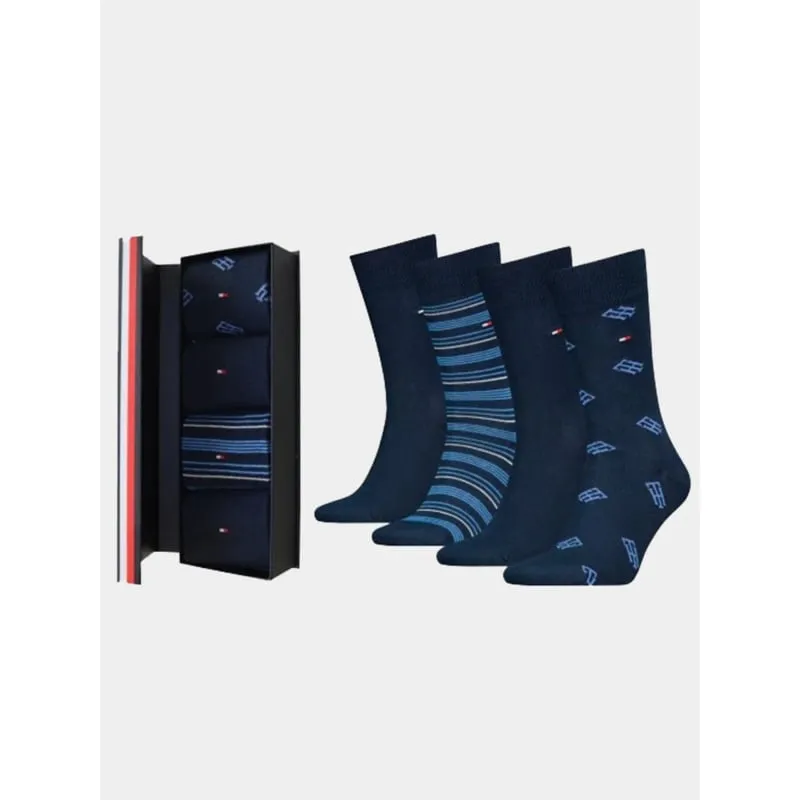 4 paires de chaussettes monogram bleu homme - Tommy Hilfiger | wimod