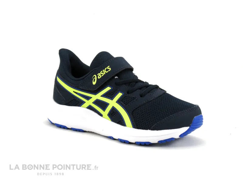 Achat chaussures Asics Enfant Basket, vente Asics JOLT 4 PS 1014A299 - French blue - Glow yellow - Basket bleu marine