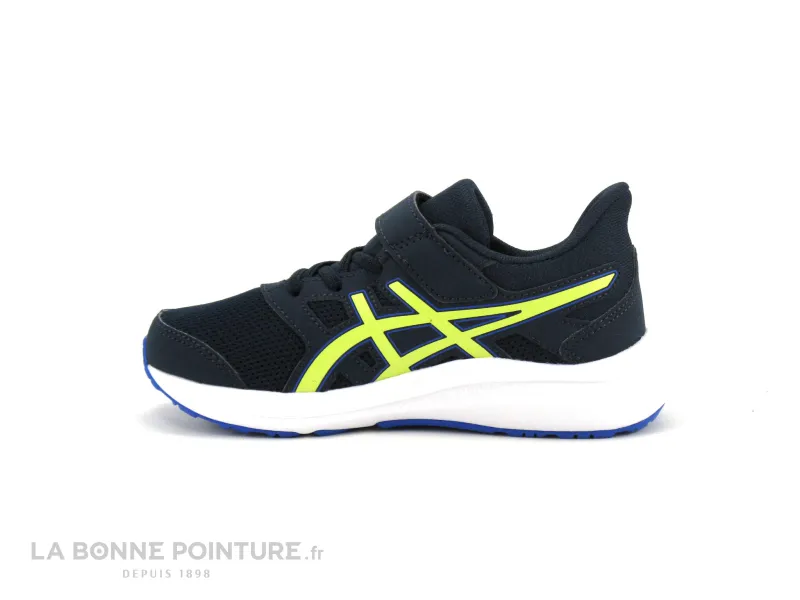 Achat chaussures Asics Enfant Basket, vente Asics JOLT 4 PS 1014A299 - French blue - Glow yellow - Basket bleu marine