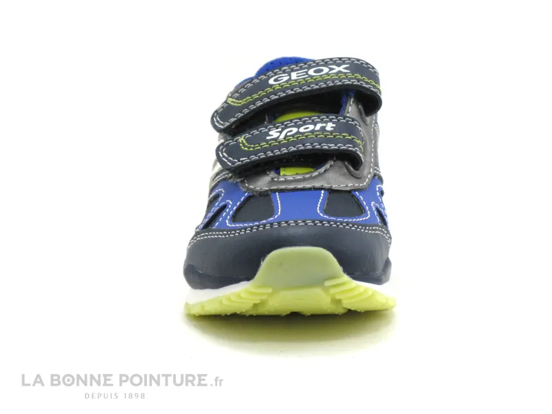 Achat chaussures Geox Bébé Basket, vente Geox PAVEL J8415A navy lime - 3 velcros - Basket GARCON