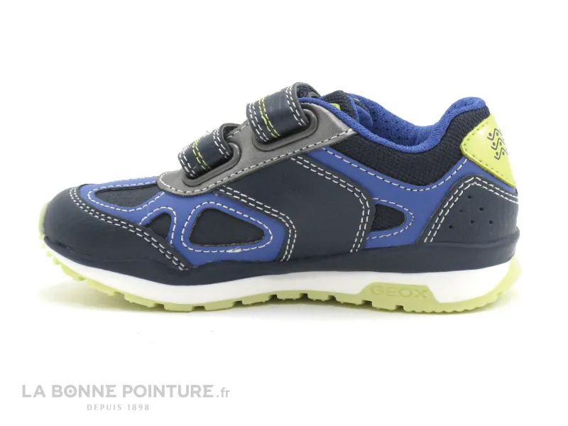 Achat chaussures Geox Bébé Basket, vente Geox PAVEL J8415A navy lime - 3 velcros - Basket GARCON