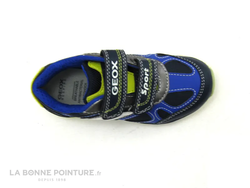 Achat chaussures Geox Bébé Basket, vente Geox PAVEL J8415A navy lime - 3 velcros - Basket GARCON