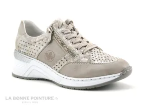 Achat chaussures Rieker Femme Basket, vente Rieker N4327-80 Beige metallic - Basket mode Femme