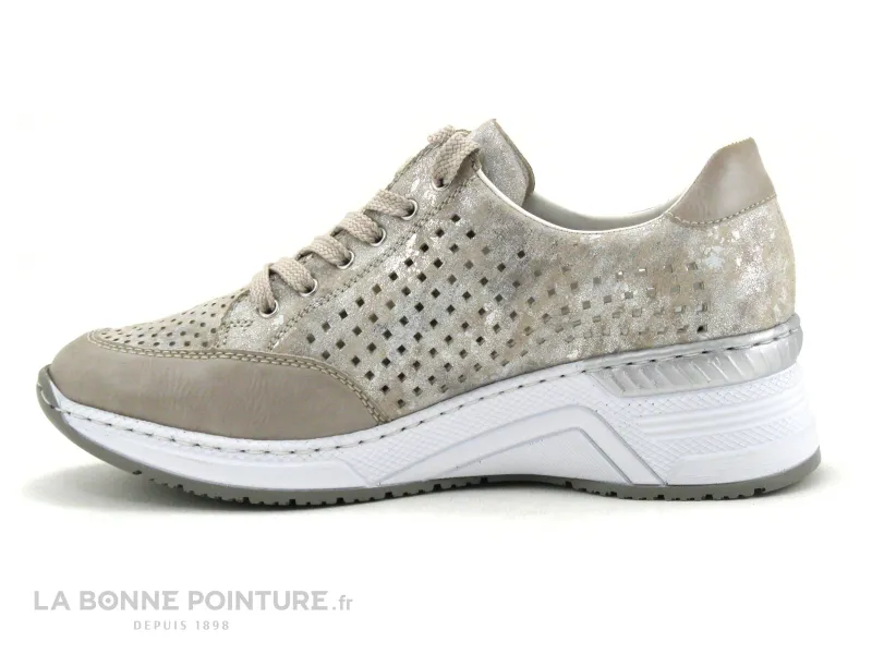 Achat chaussures Rieker Femme Basket, vente Rieker N4327-80 Beige metallic - Basket mode Femme