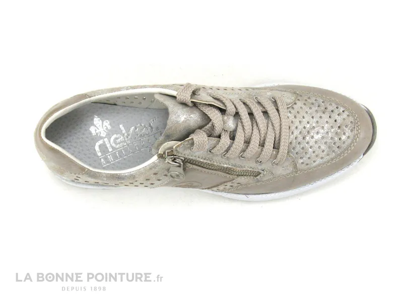 Achat chaussures Rieker Femme Basket, vente Rieker N4327-80 Beige metallic - Basket mode Femme