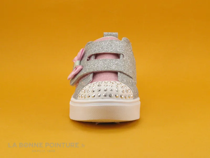 Achat chaussures Skechers Bébé Basket, vente Skechers Twinkle Toes 314788N - Heather Charmer Argent rose - Basket led