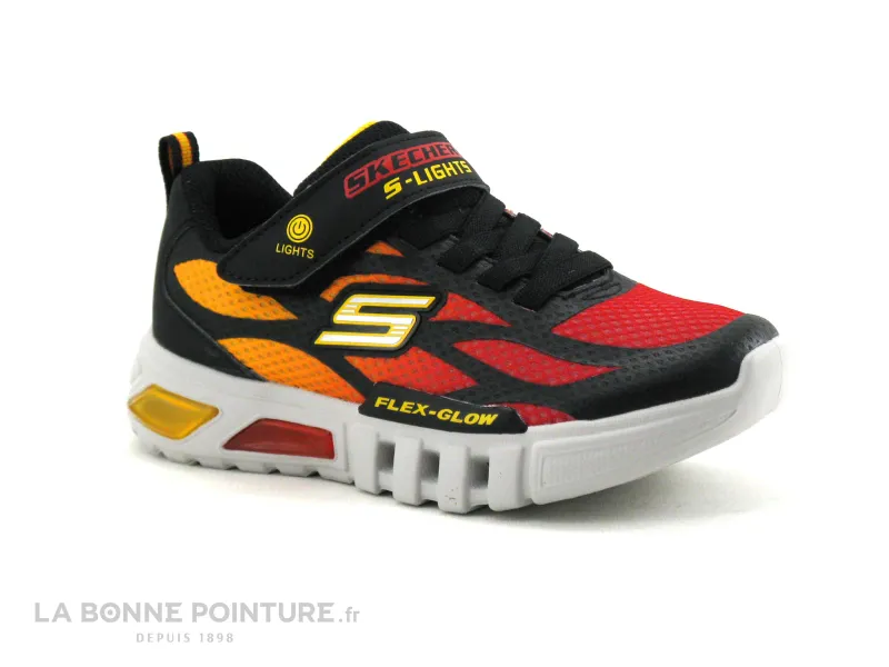 Achat chaussures Skechers Enfant Basket, vente Skechers Lights Flex Glow Dezlo black red - 400016L - Basket led