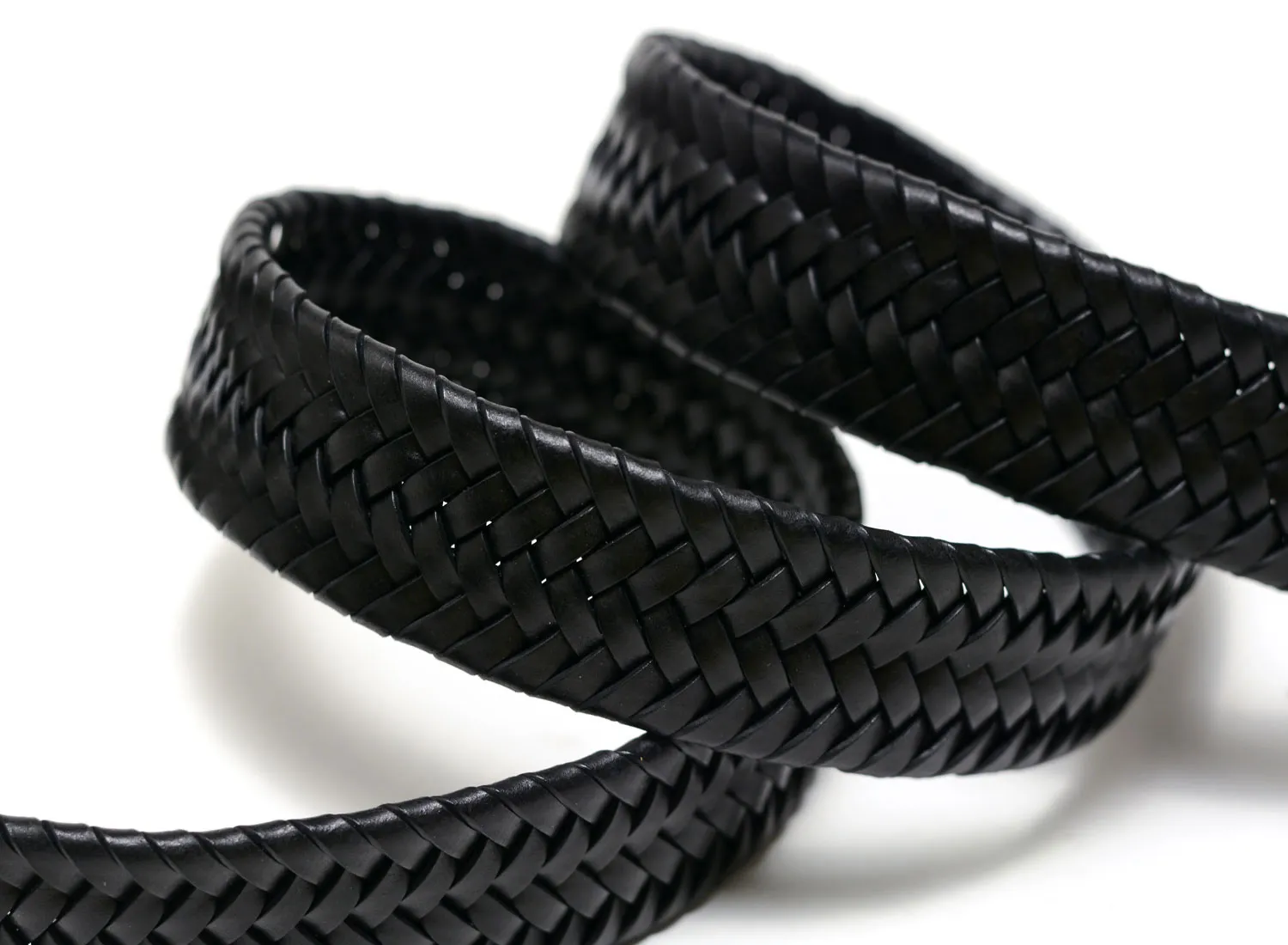 Anderson Woven Leather Stretch Belt Black