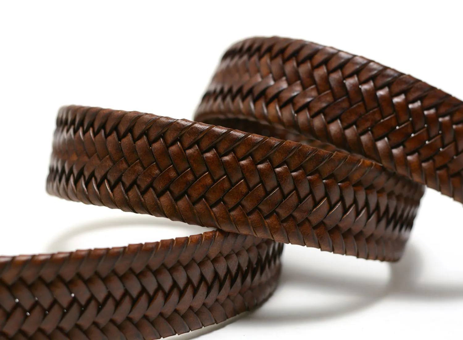 Anderson Woven Leather Stretch Belt Tan