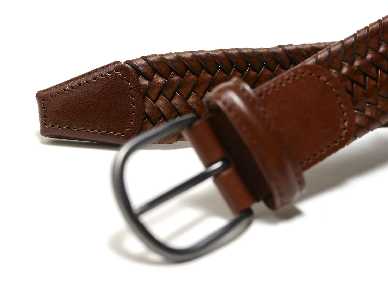 Anderson Woven Leather Stretch Belt Tan