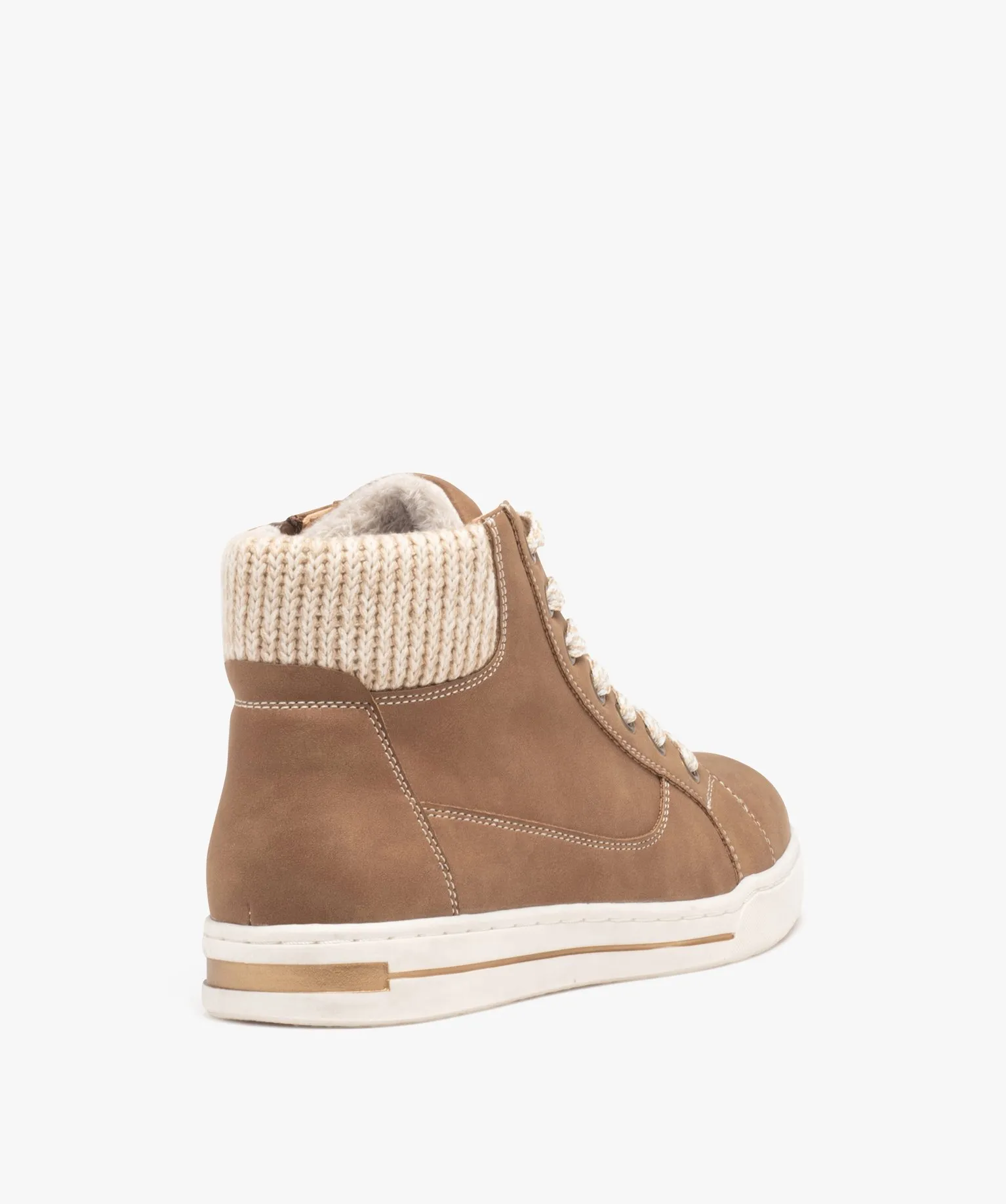 Basket mid-cut avec col en tricot femme marron