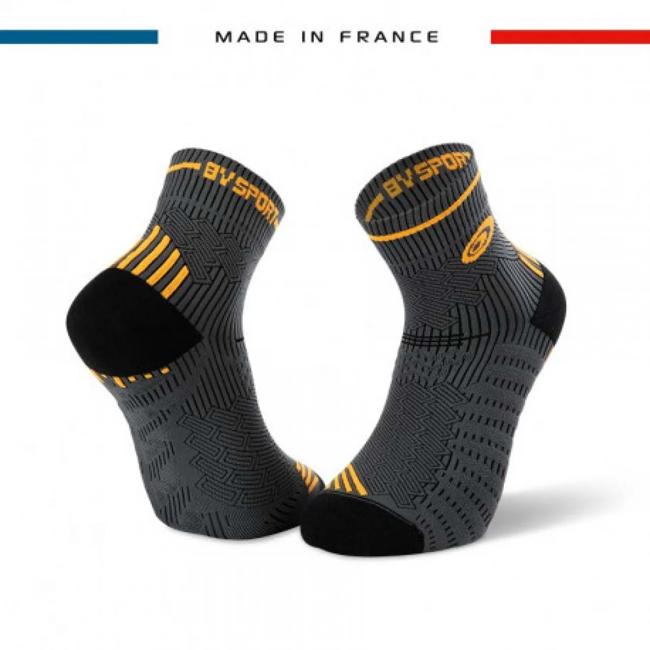 BV SPORT CHAUSSETTES URUN MARATHON GRISES ET ORANGE Made in France