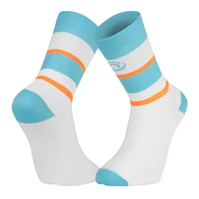 BV SPORT SOQUETTE LIGHT RUN HAUTE IBIZA TURQUOISE ET ORANGE Chaussettes de running