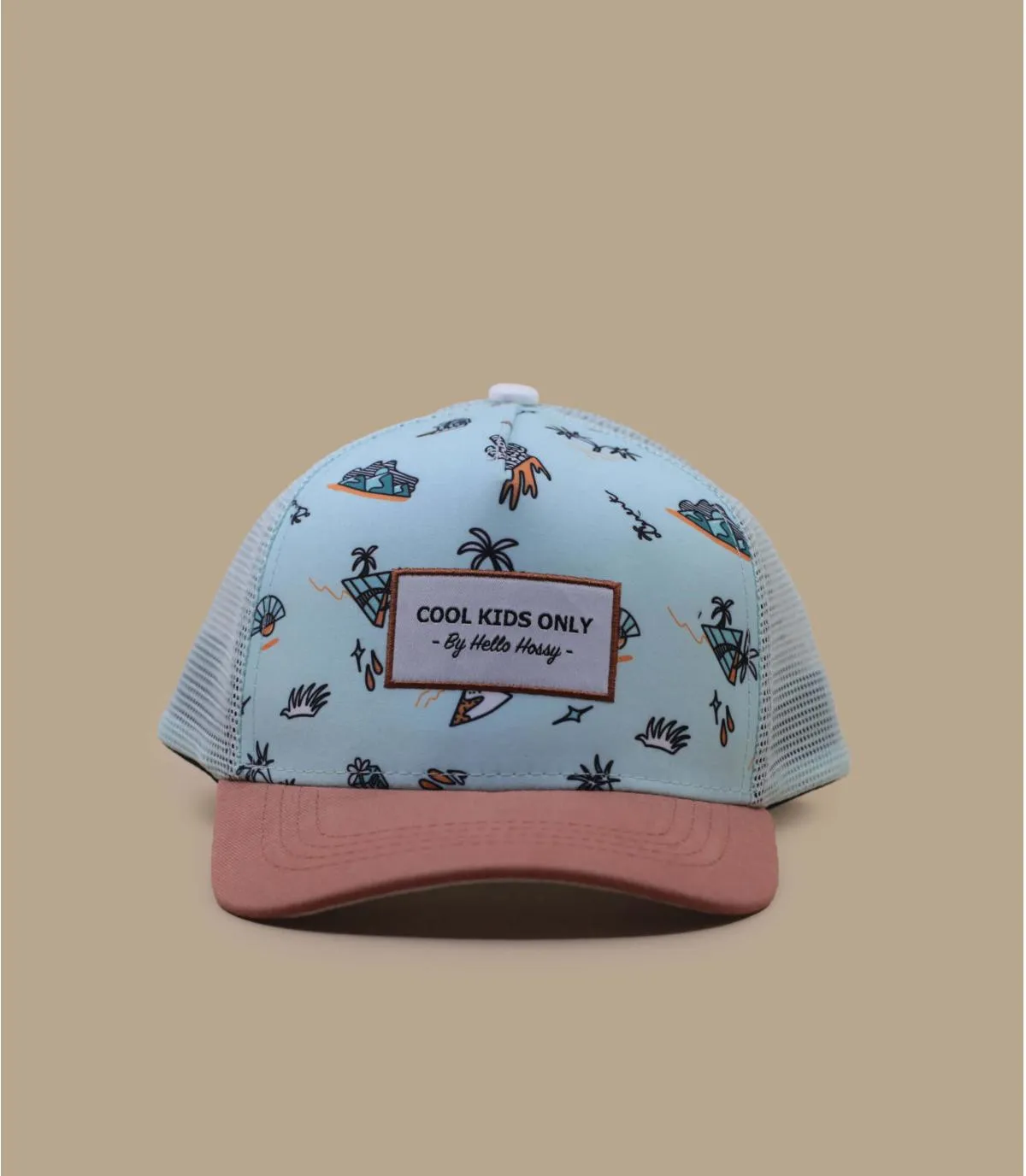 Casquette trucker enfant imprimé cocotiers - Trucker Blue Island Hello Hossy : Headict