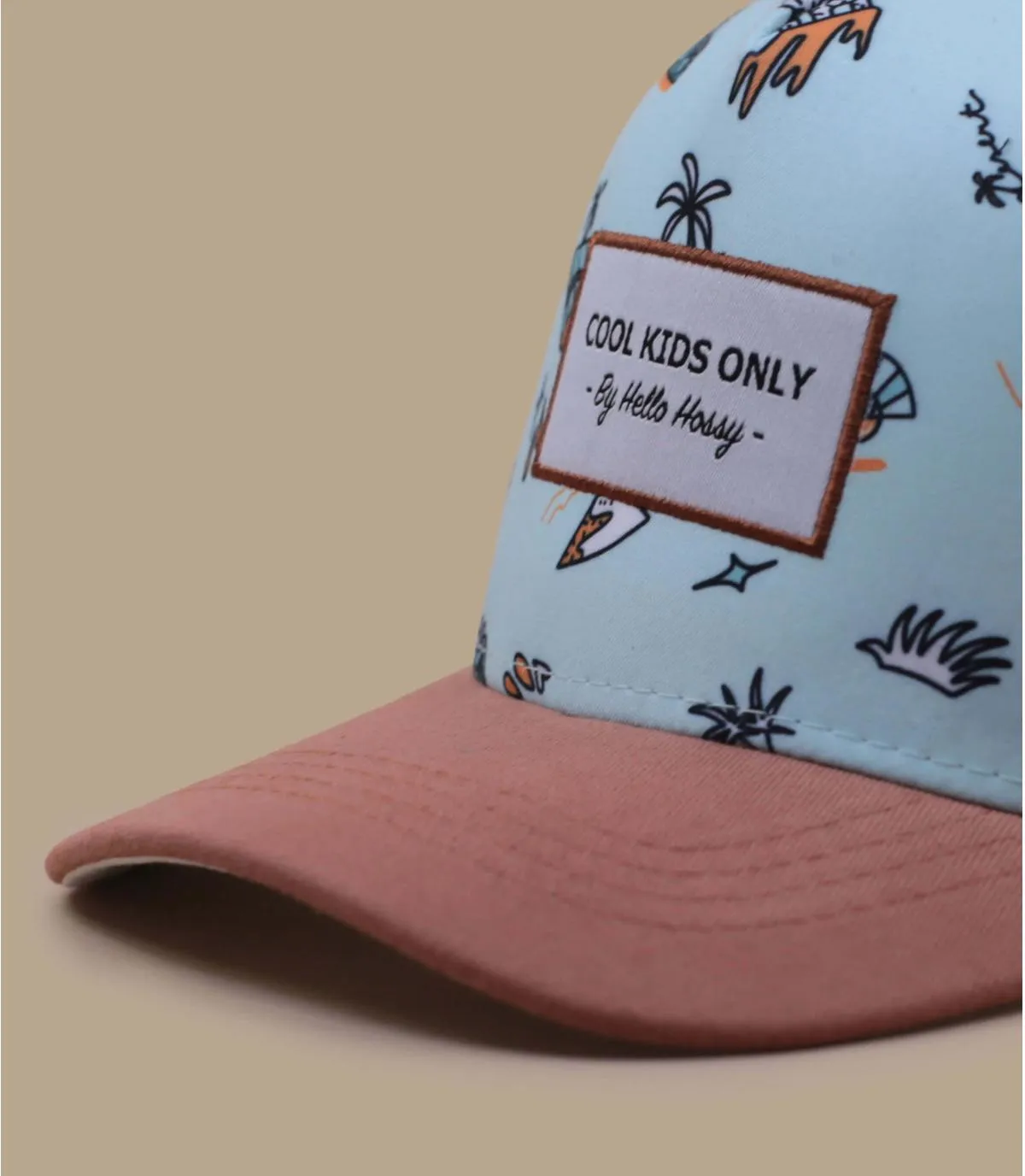 Casquette trucker enfant imprimé cocotiers - Trucker Blue Island Hello Hossy : Headict