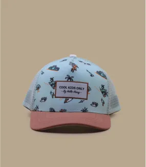 Casquette trucker enfant imprimé cocotiers - Trucker Blue Island Hello Hossy : Headict