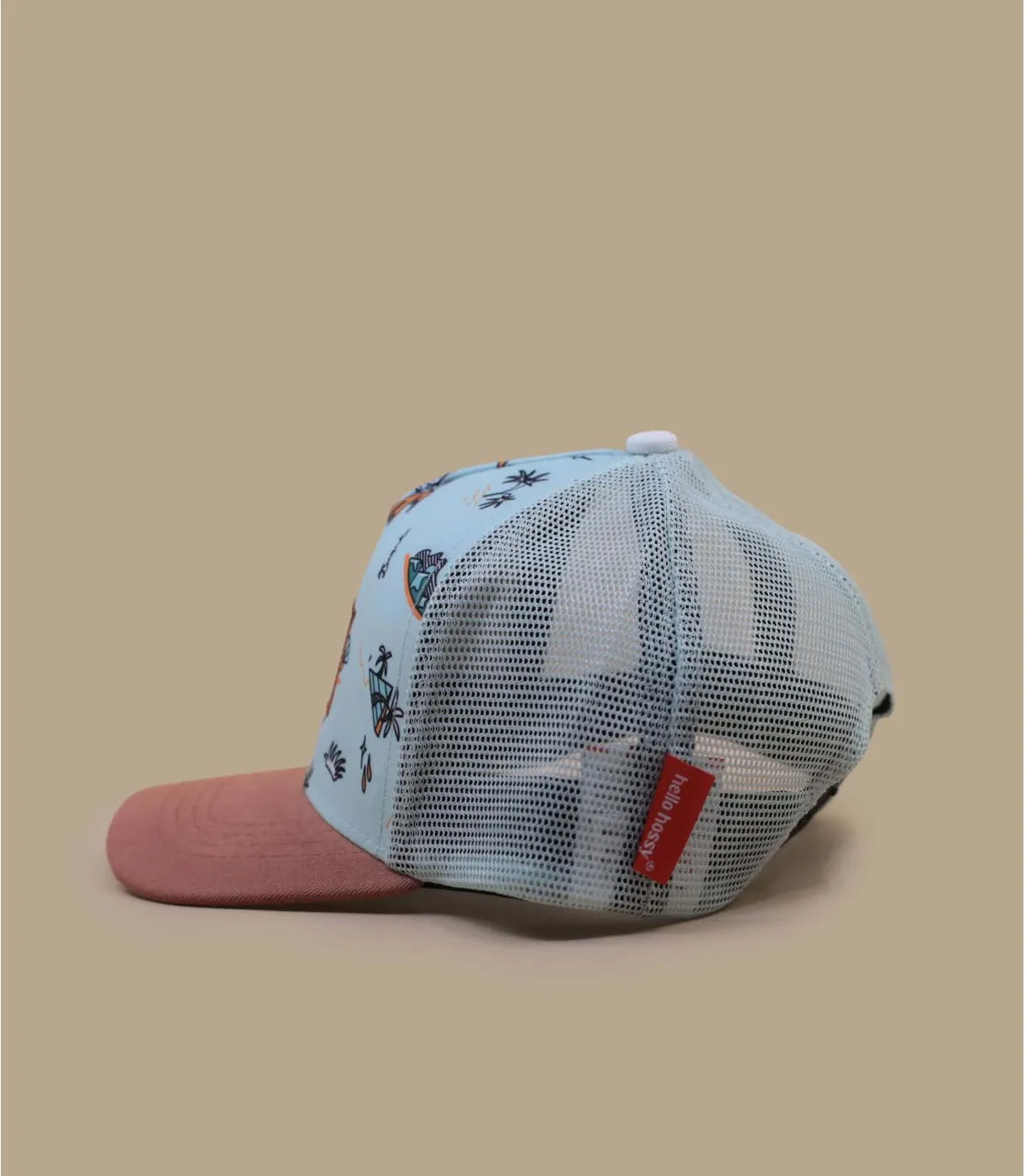 Casquette trucker enfant imprimé cocotiers - Trucker Blue Island Hello Hossy : Headict