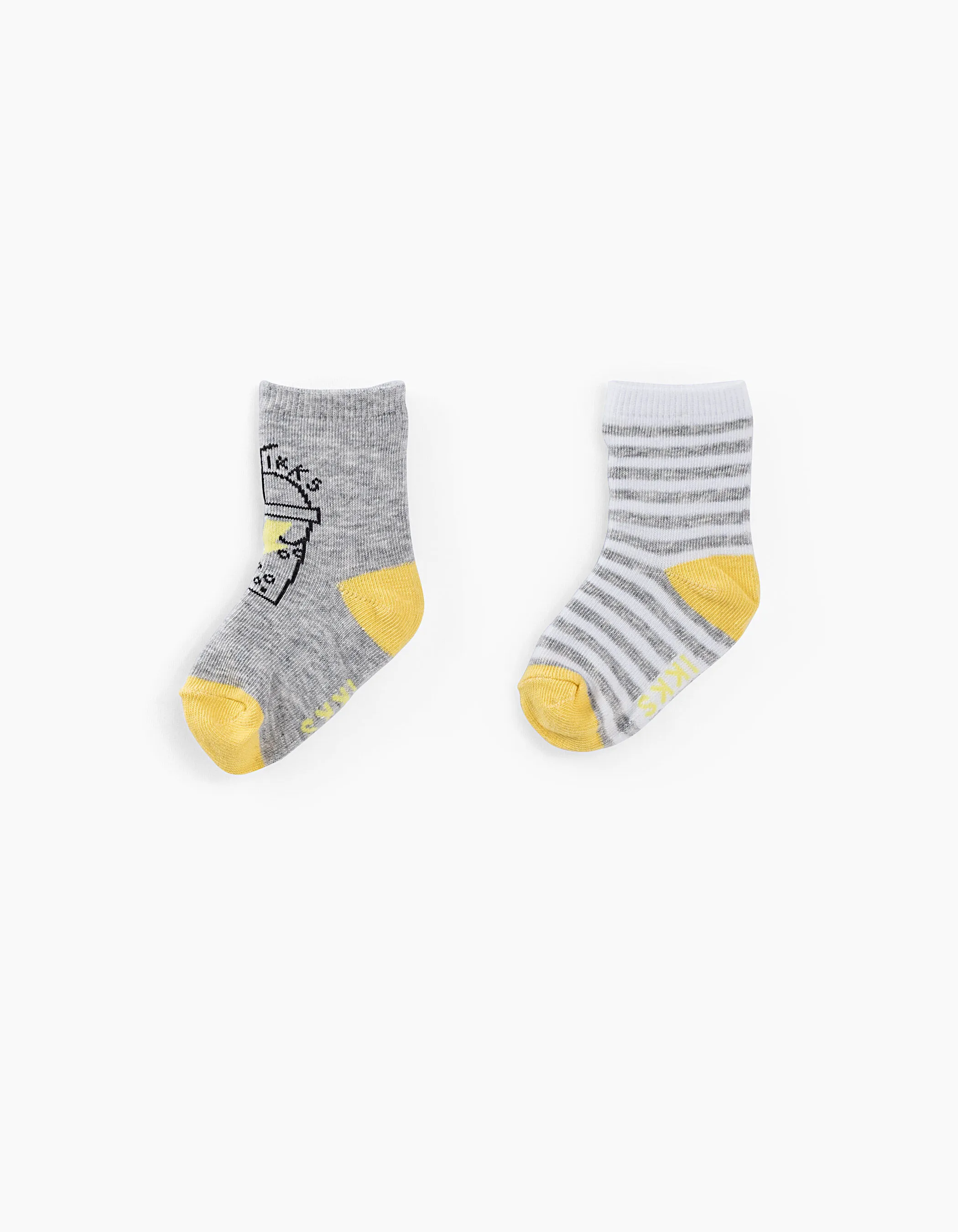 Chaussettes grises et jaunes bébé garçon 