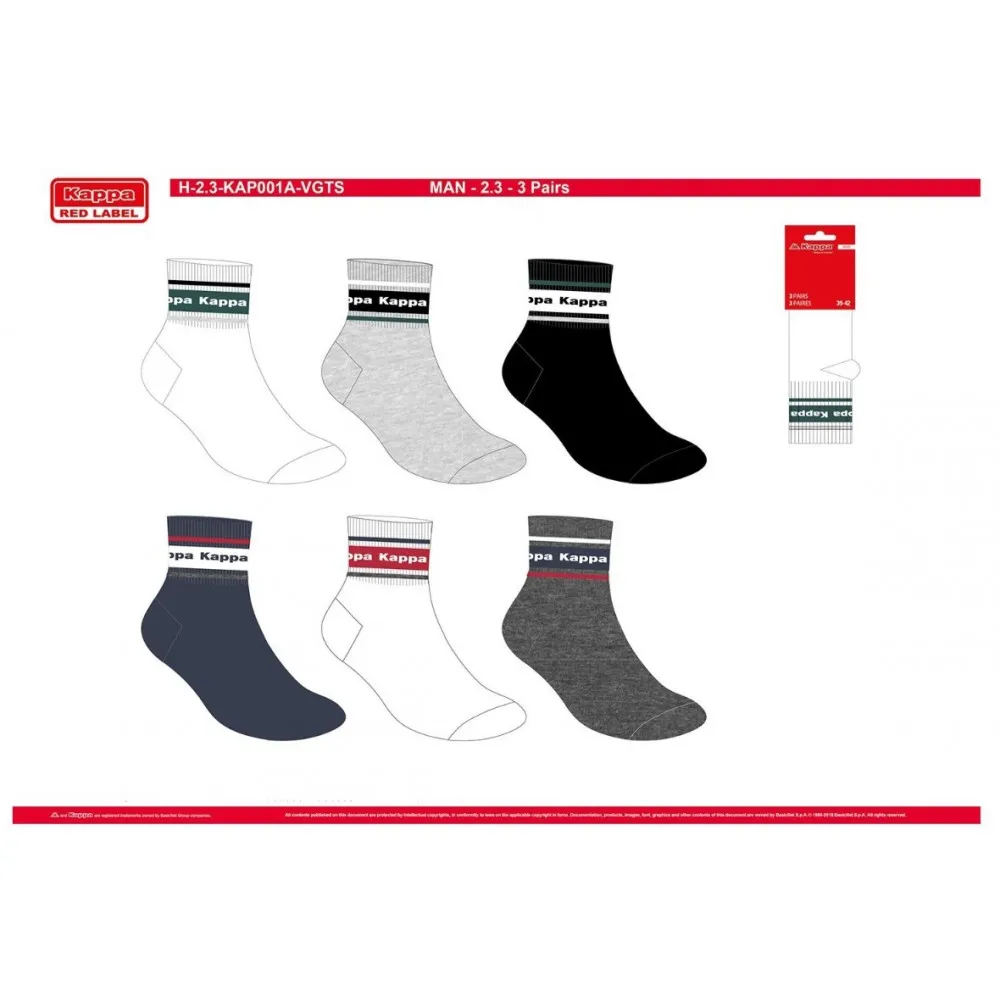 Chaussettes Homme QUARTER KAPPA Lot de 6