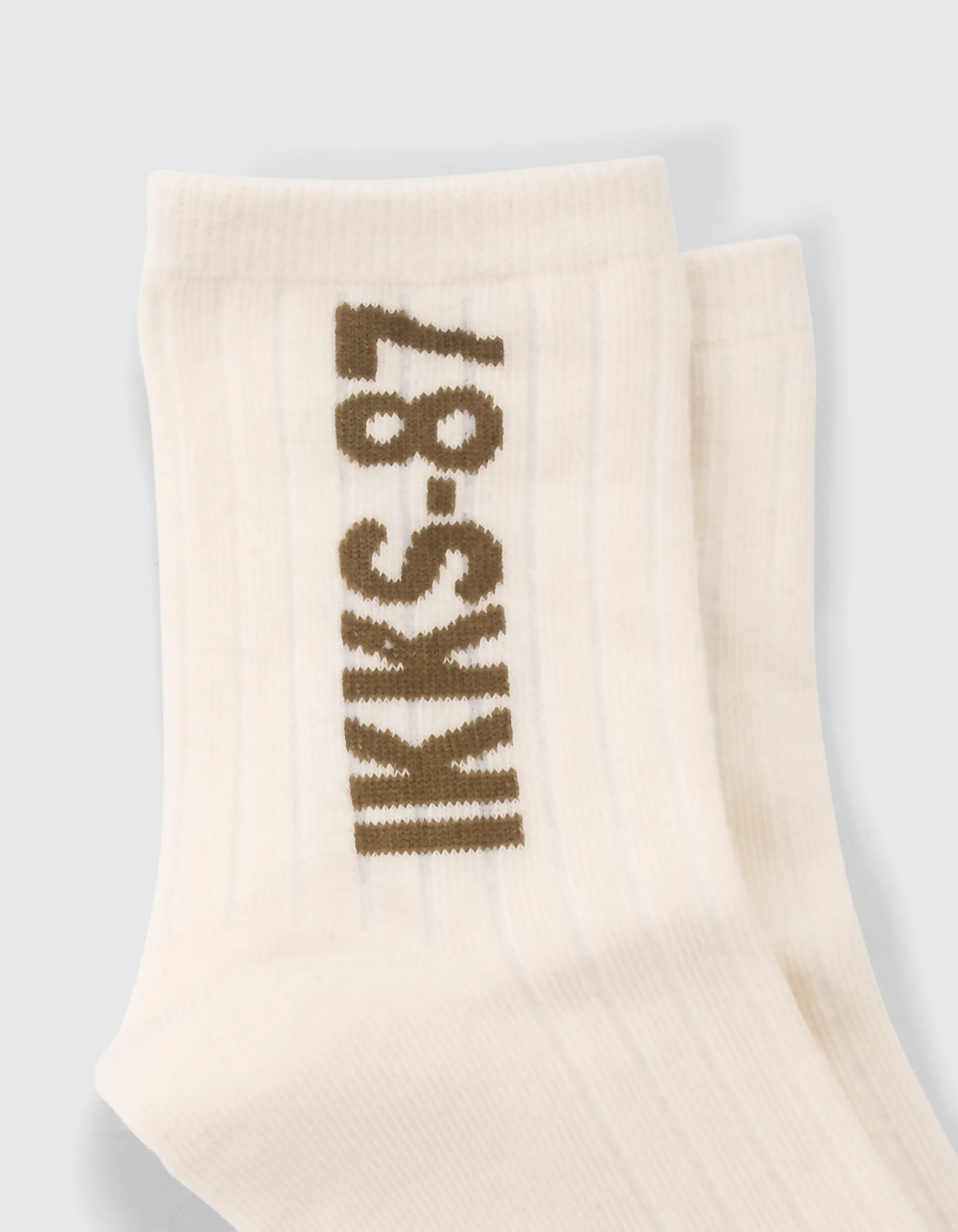 Chaussettes kaki et blanches côtelées