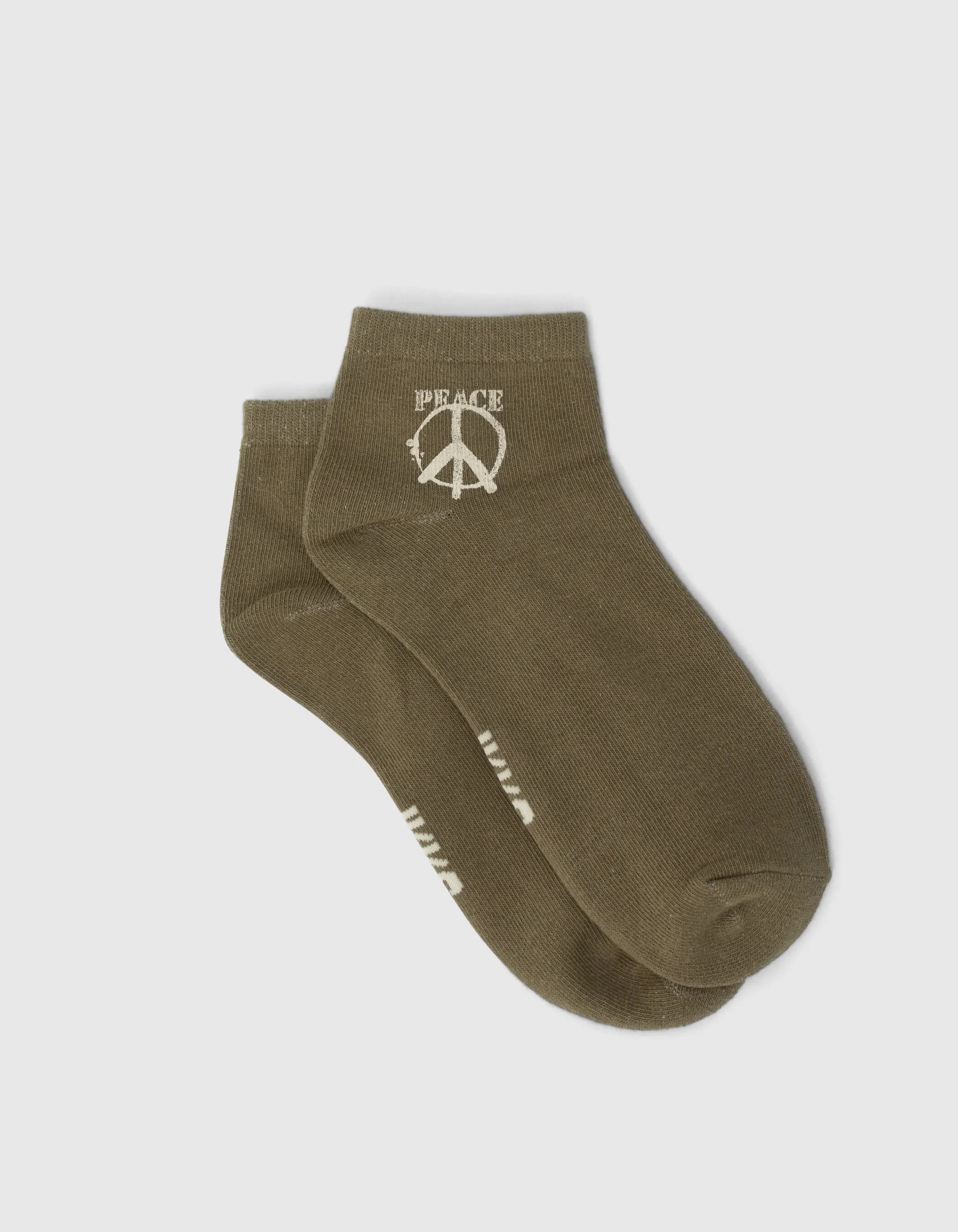 Chaussettes kaki et blanches côtelées