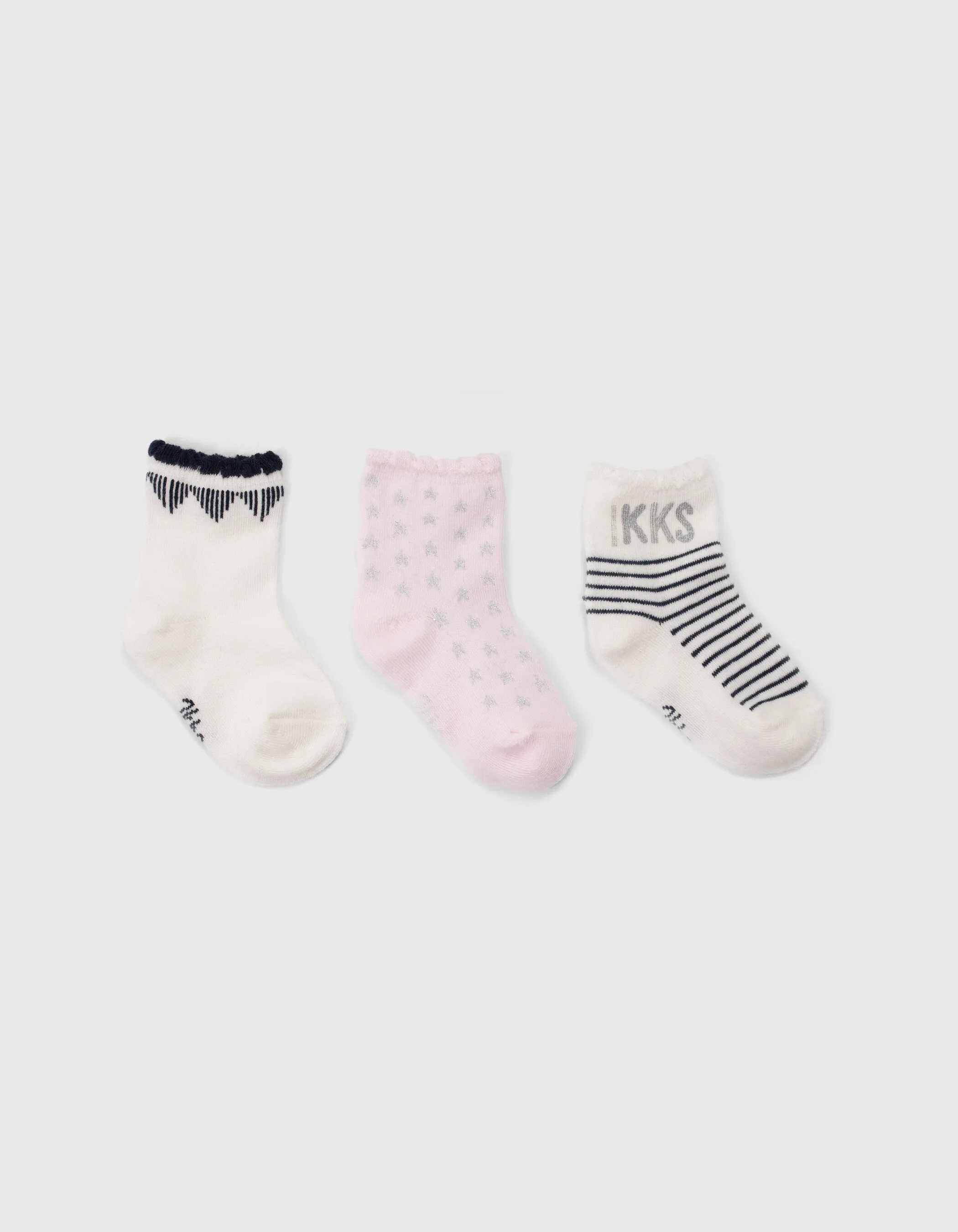 Chaussettes rose, blanc et navy bébé fille