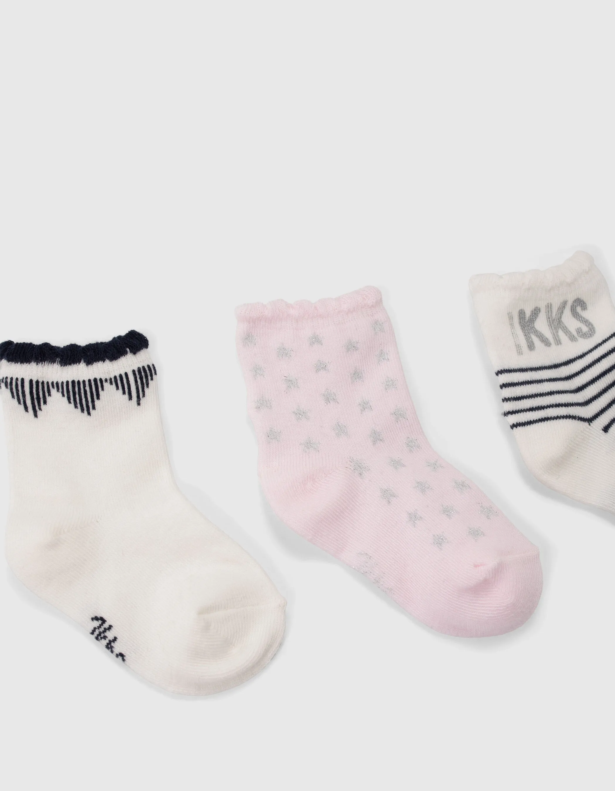 Chaussettes rose, blanc et navy bébé fille