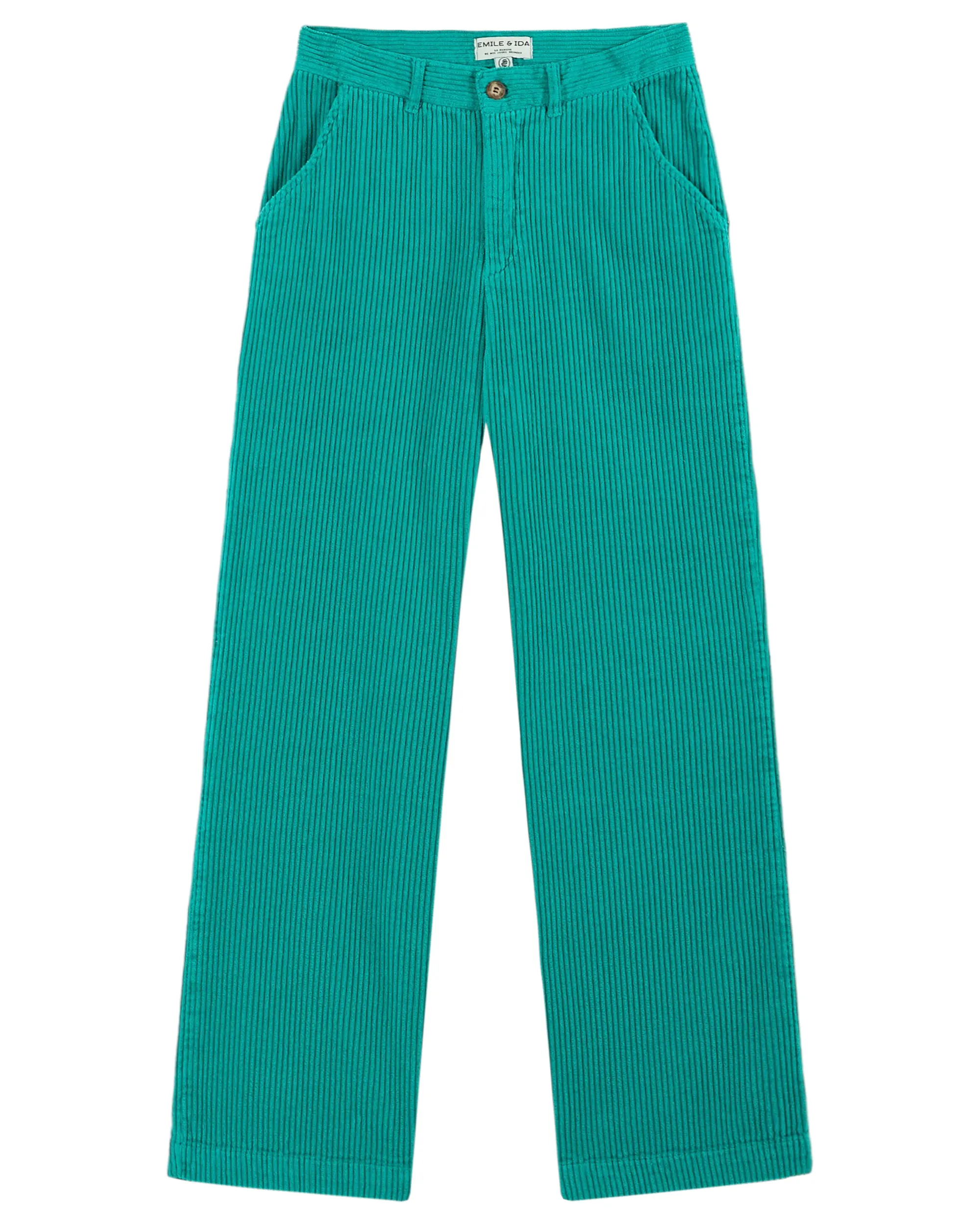 EMILE ET IDA ANELLE Pantalon Wide Velours Femme Menthol