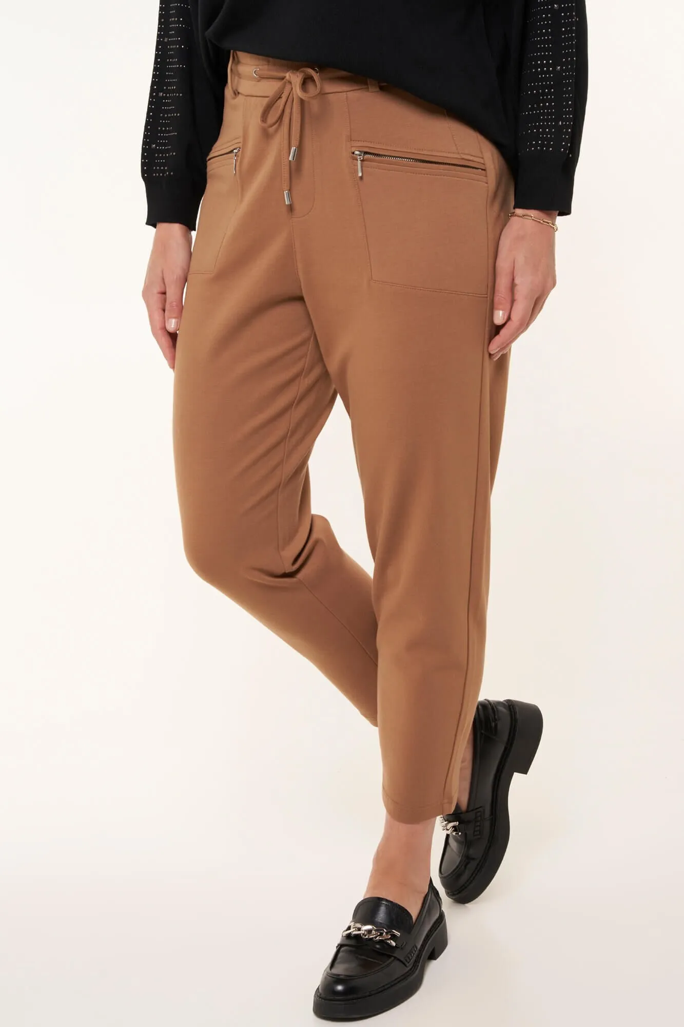 Femmes Pantalon à cordon de serrage camel | MS Mode