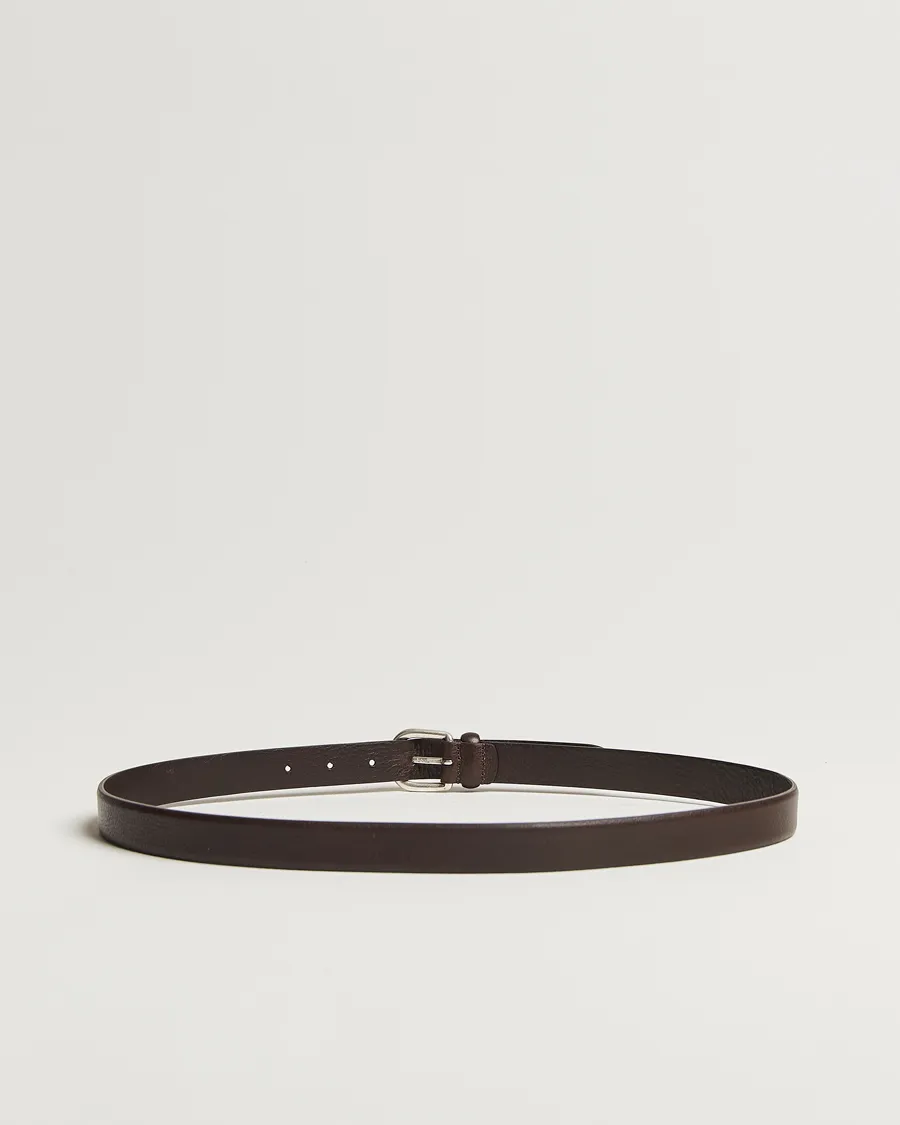 Grained Leather Belt 2,5 cm Dark Brown