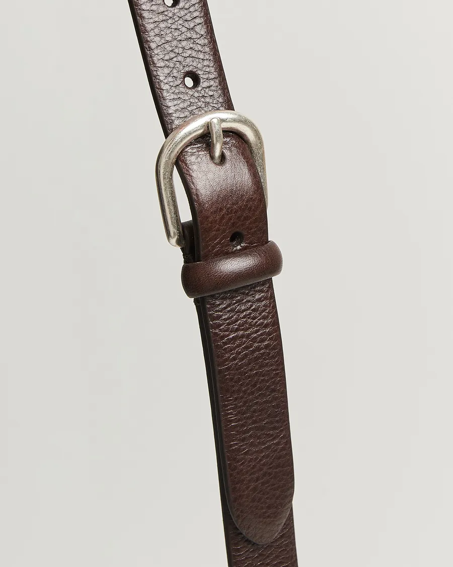 Grained Leather Belt 2,5 cm Dark Brown