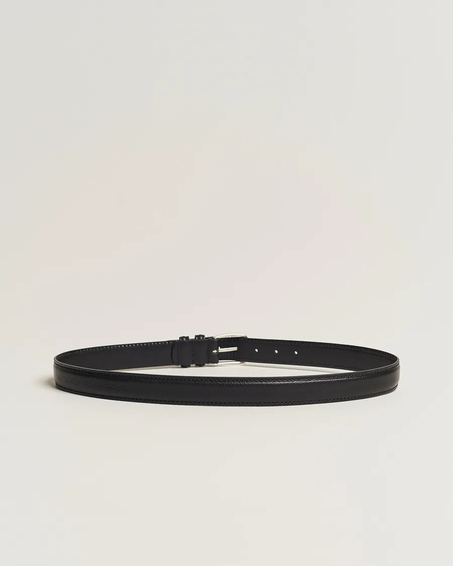 Grained Leather Belt 3 cm Black