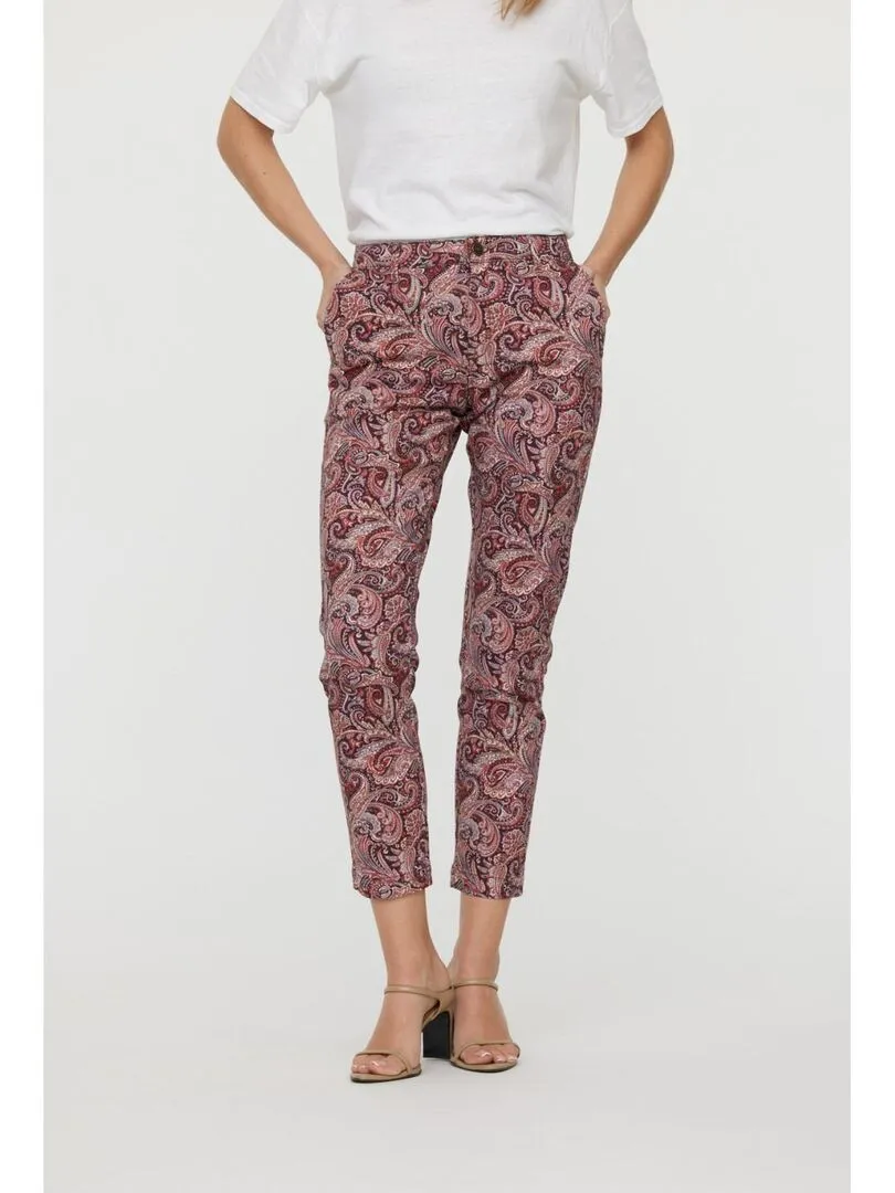 Lee Cooper - Pantalon coton chino slim JEMILA - Rouge brique