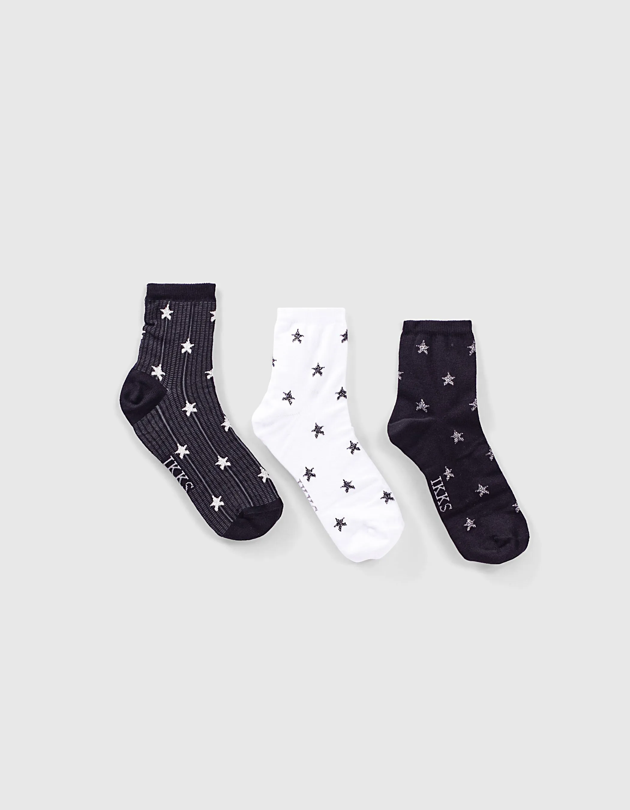 Lot 3 paires de chaussettes étoiles rock femme