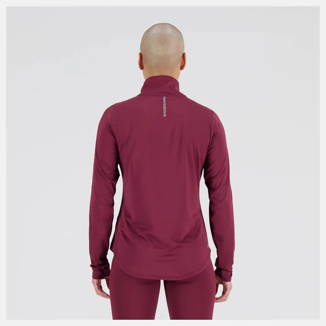 NEW BALANCE ACCELERATE HALF ZIP BURGUNDY Top running femme