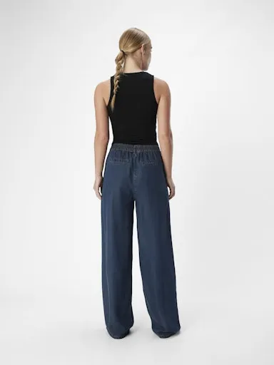 OBJECT Pantalon Large Femme Dark Blue Denim