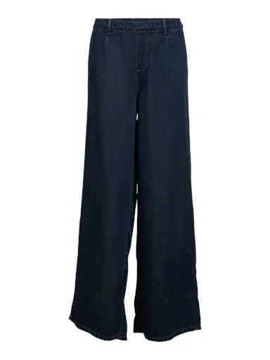 OBJECT Pantalon Large Femme Dark Blue Denim