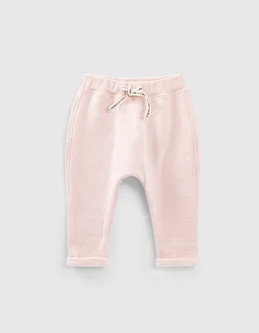 Pantalon rose pâle molleton bio bébé