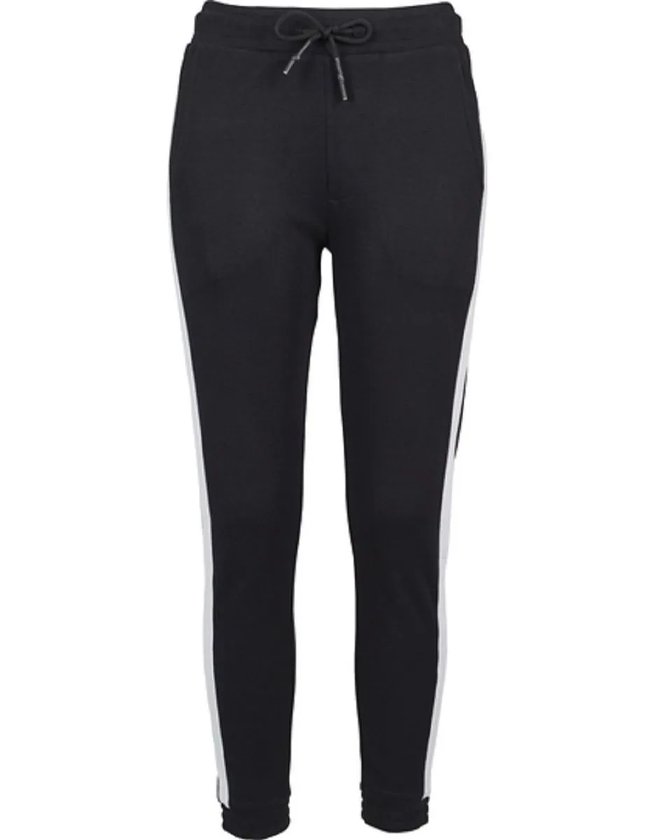 Pantalon running jogging - Femme - BY103 - noir et blanc 