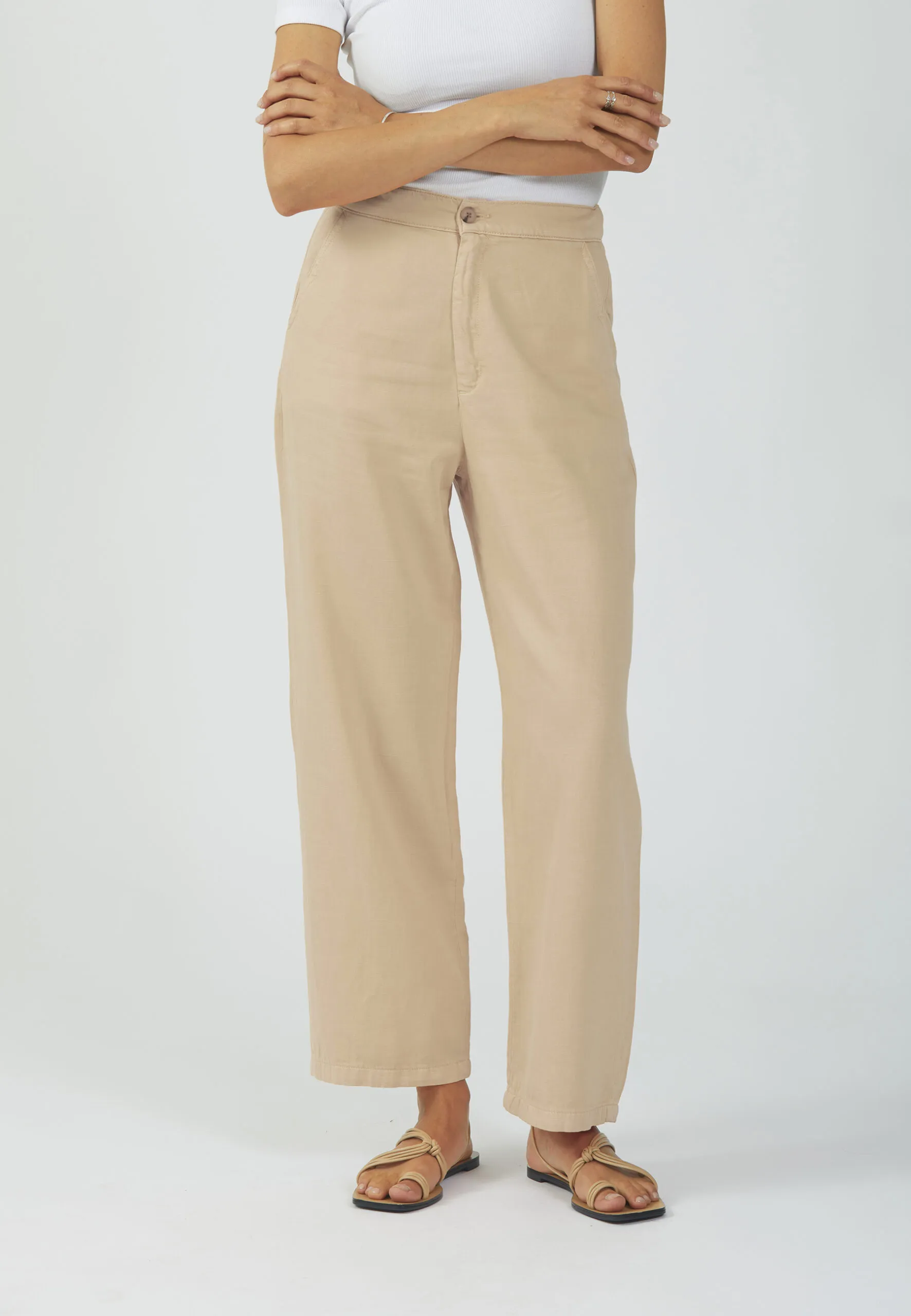 REIKO BALTIMORE LIGHT Pantalon Straight Fluide Femme Natural