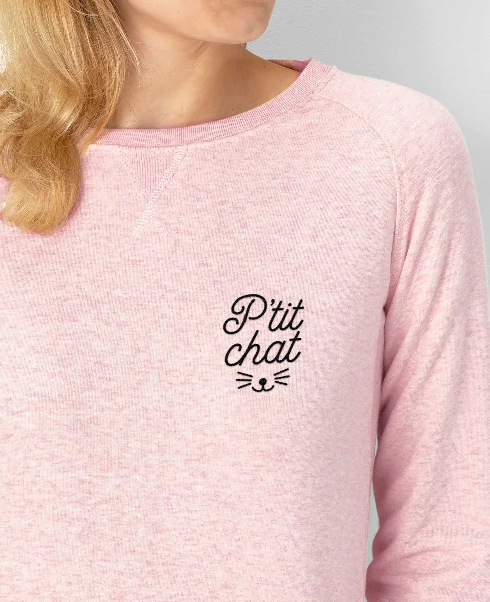 Sweatshirt femme P'tit chat brodé