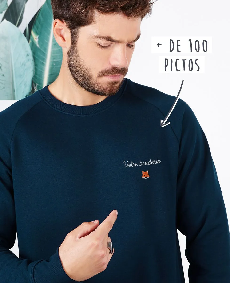 Sweatshirt homme Texte et picto brodés personnalisé