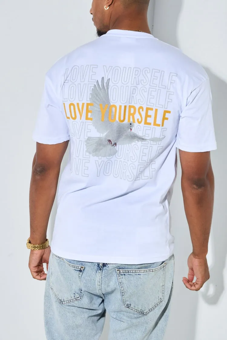 T-shirt blanc "love yourself"