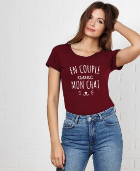 T-Shirt femme En couple avec mon chat