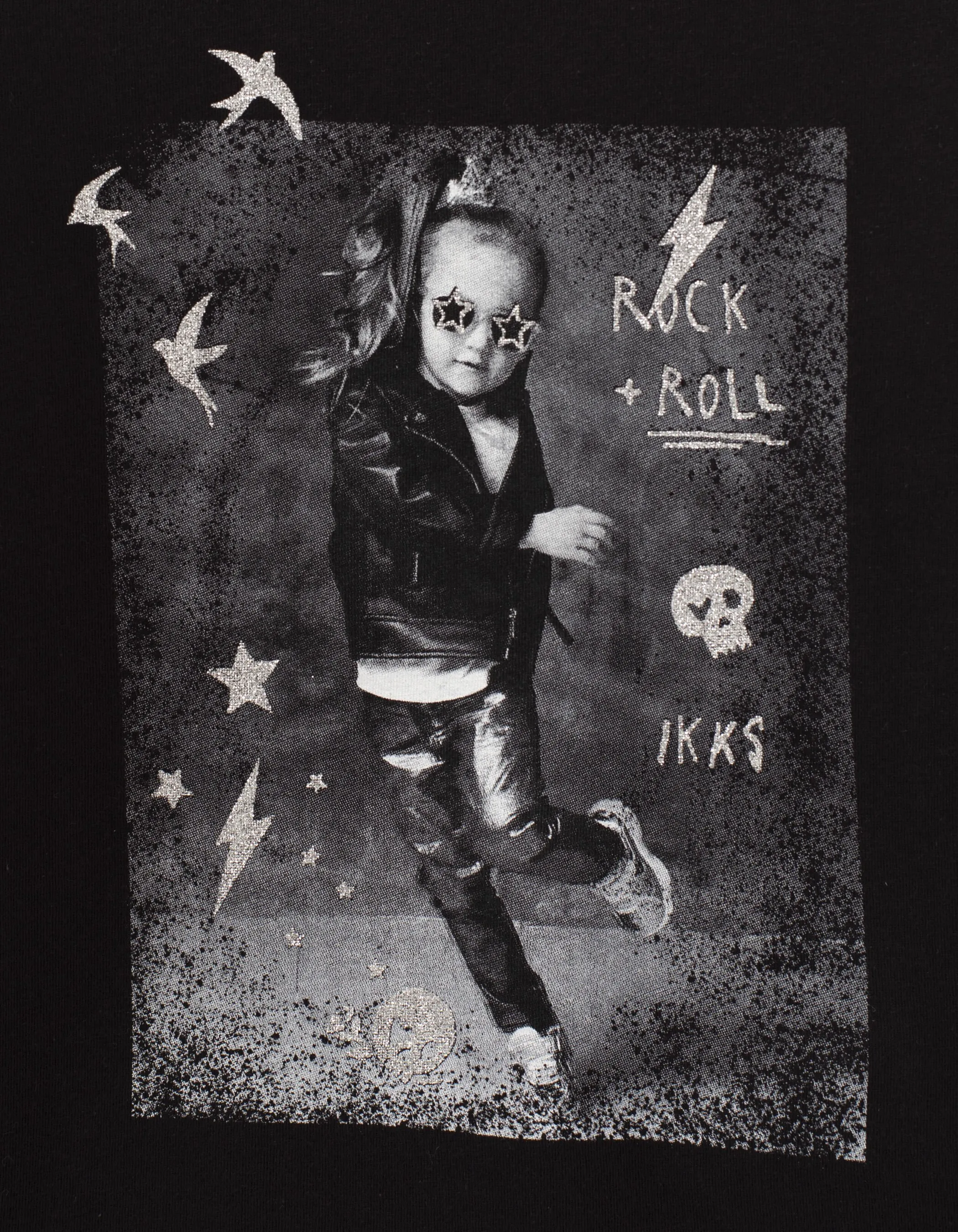 T-shirt noir visuel mini-rockeuse fille