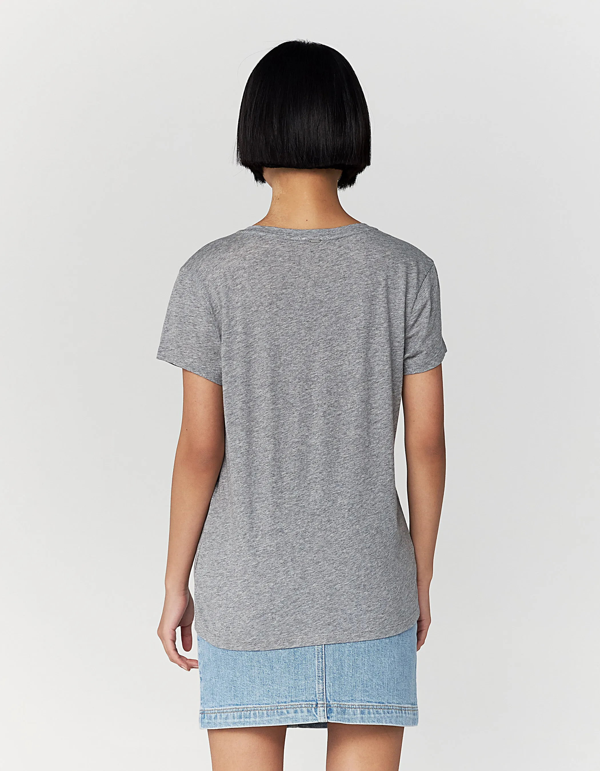 Tee-shirt coton modal gris visuel tête de mort femme