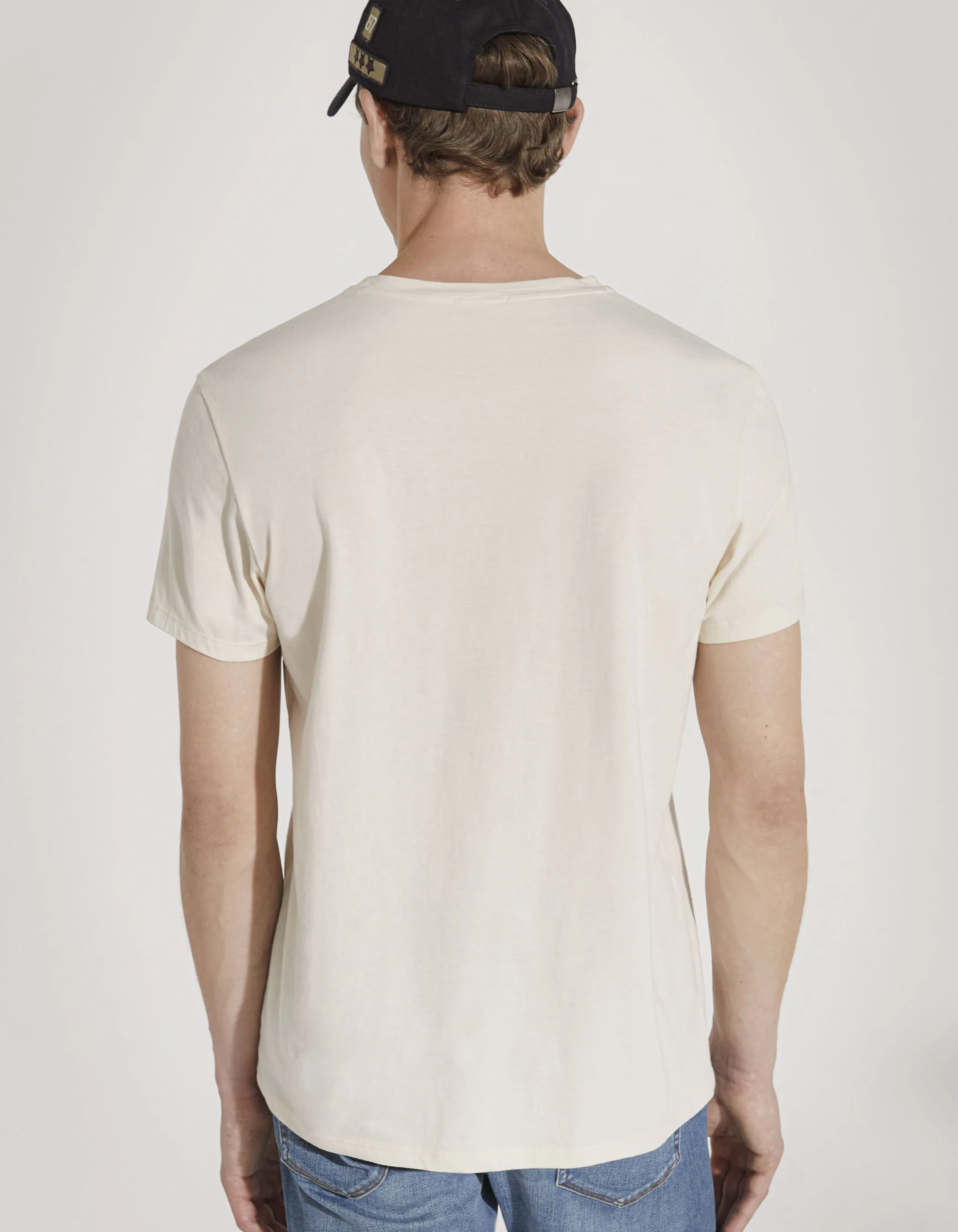 Tee-shirt écru avec visuel montagnes kaki Homme