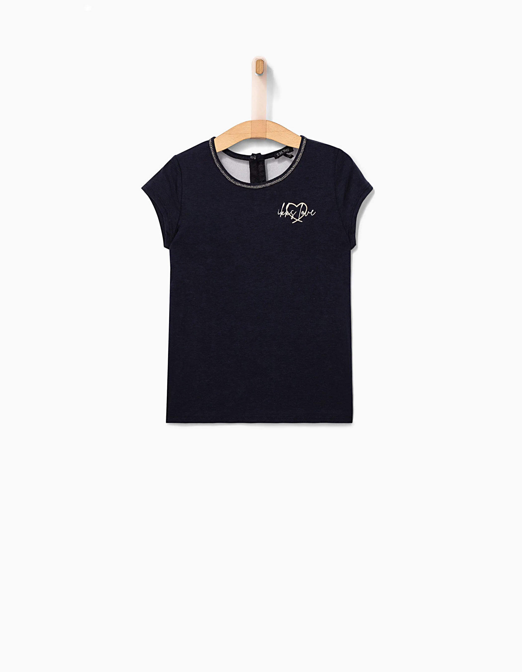 Tee-shirt navy avec résille dos fille