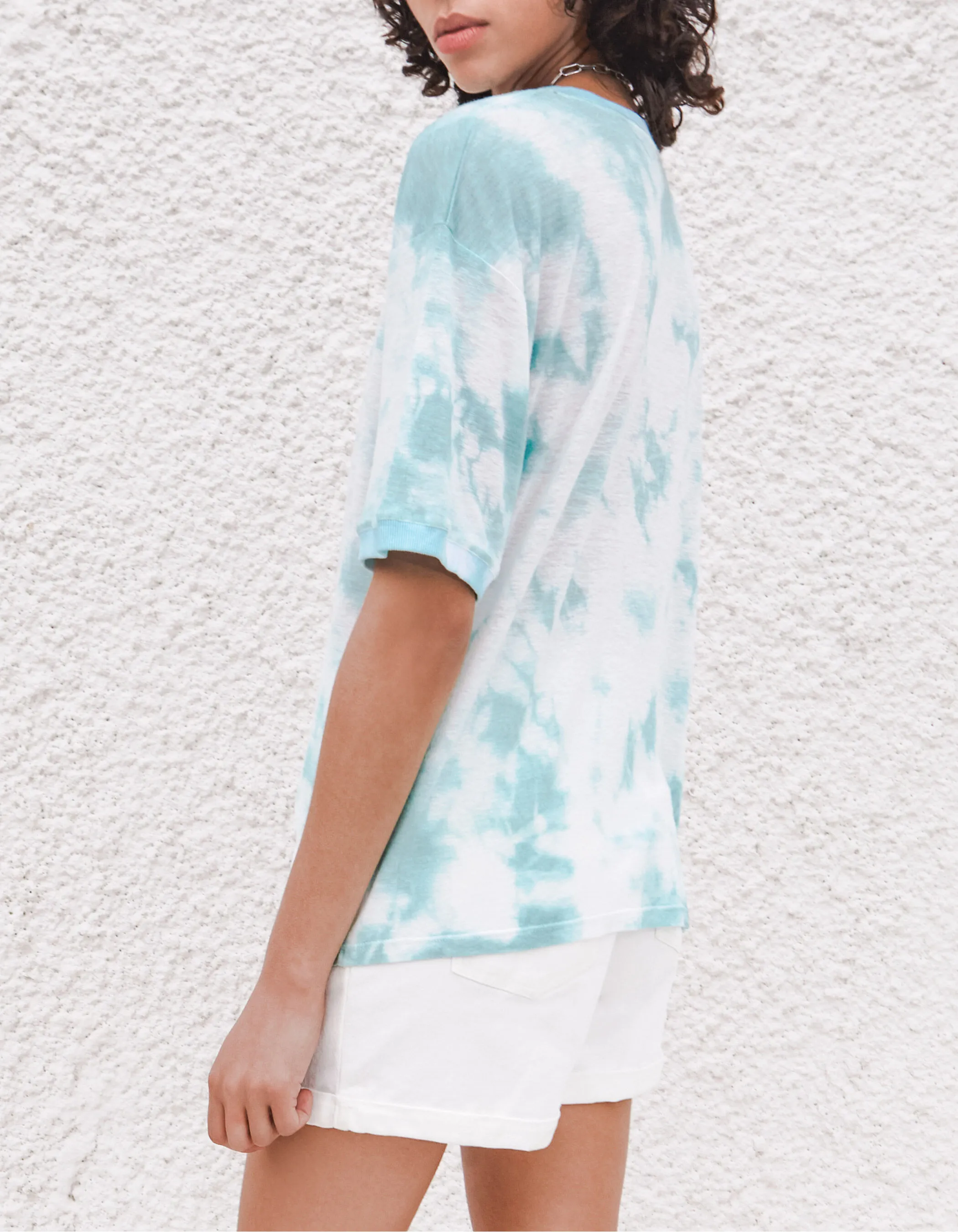 Tee-shirt tie & dye vert visuel message femme