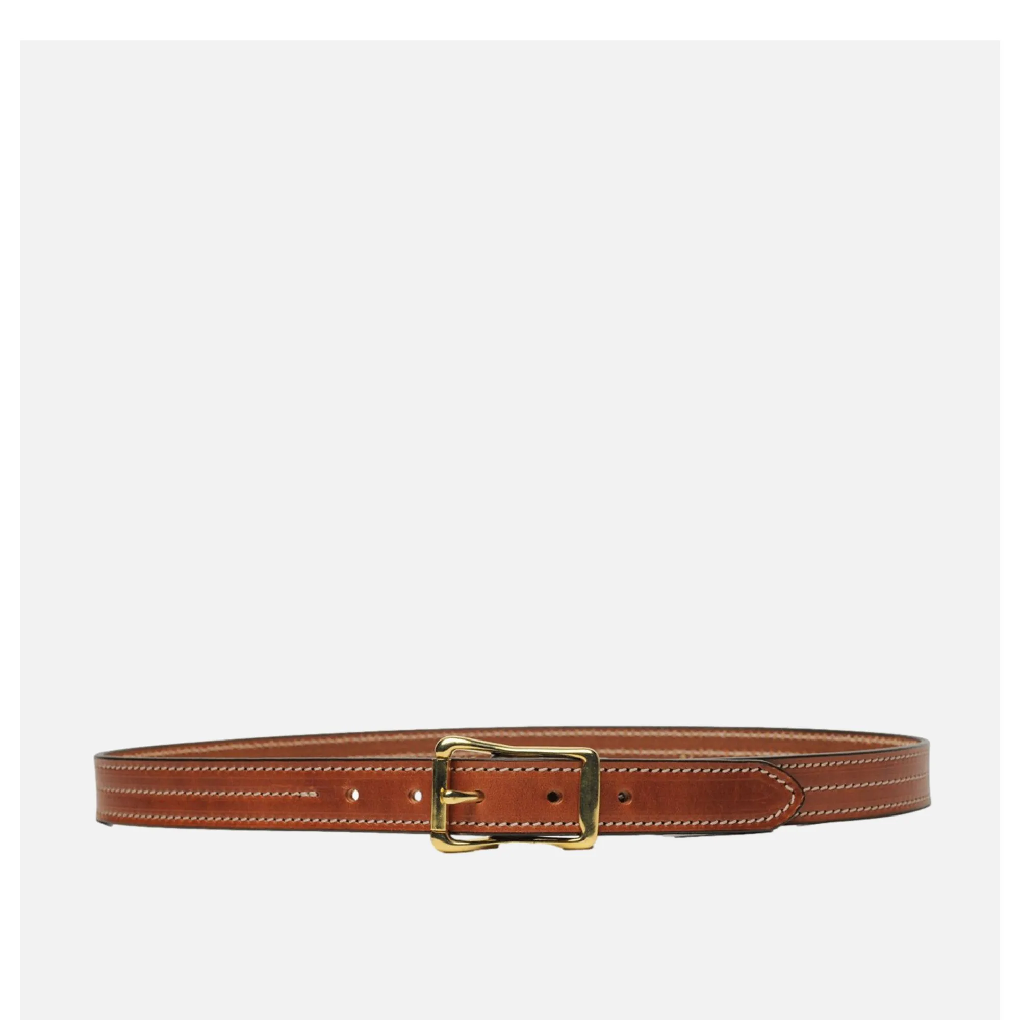 Yuketen | Triple Stitched Leather Belt Havana | Shop Royalcheese